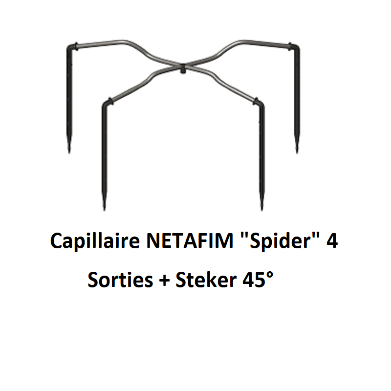 Capillaire NETAFIM "Spider" 4 Sorties + Steker 45° TOP QUALITY